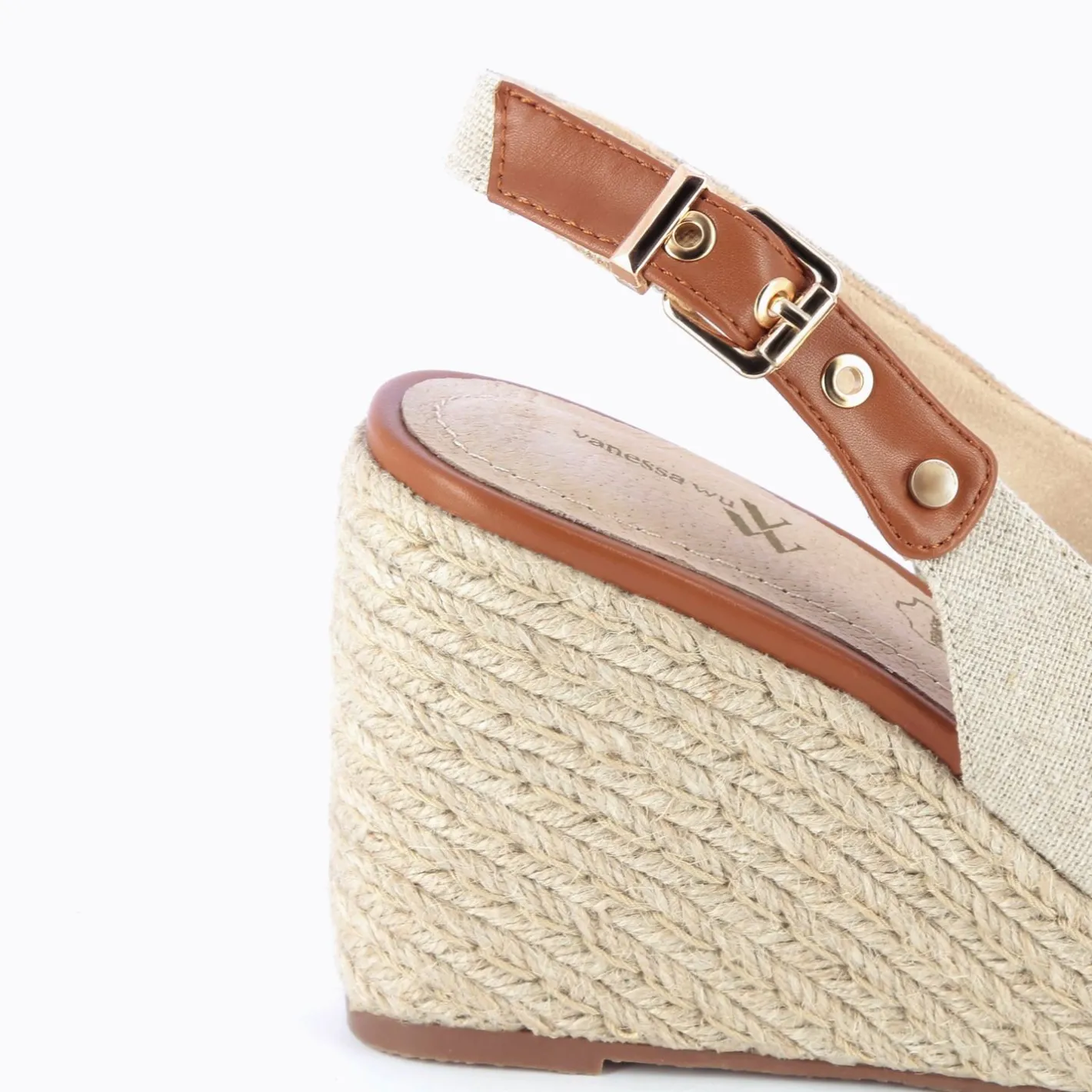Vanessa Wu Sandales Compensees Gaelle En Tweed Beige New