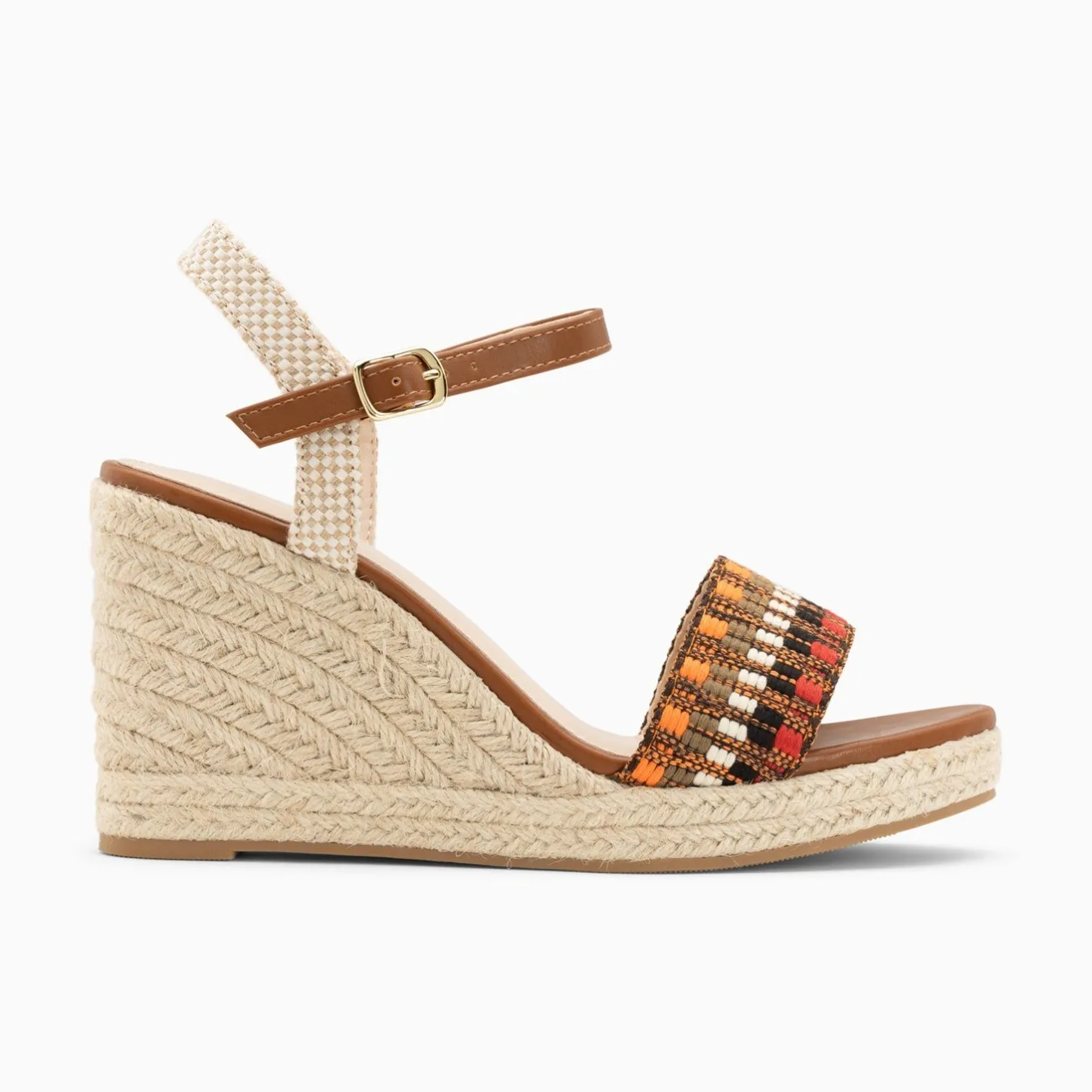 Vanessa Wu Sandales Compensees Honorine Camel En Tissu Jacquard Online