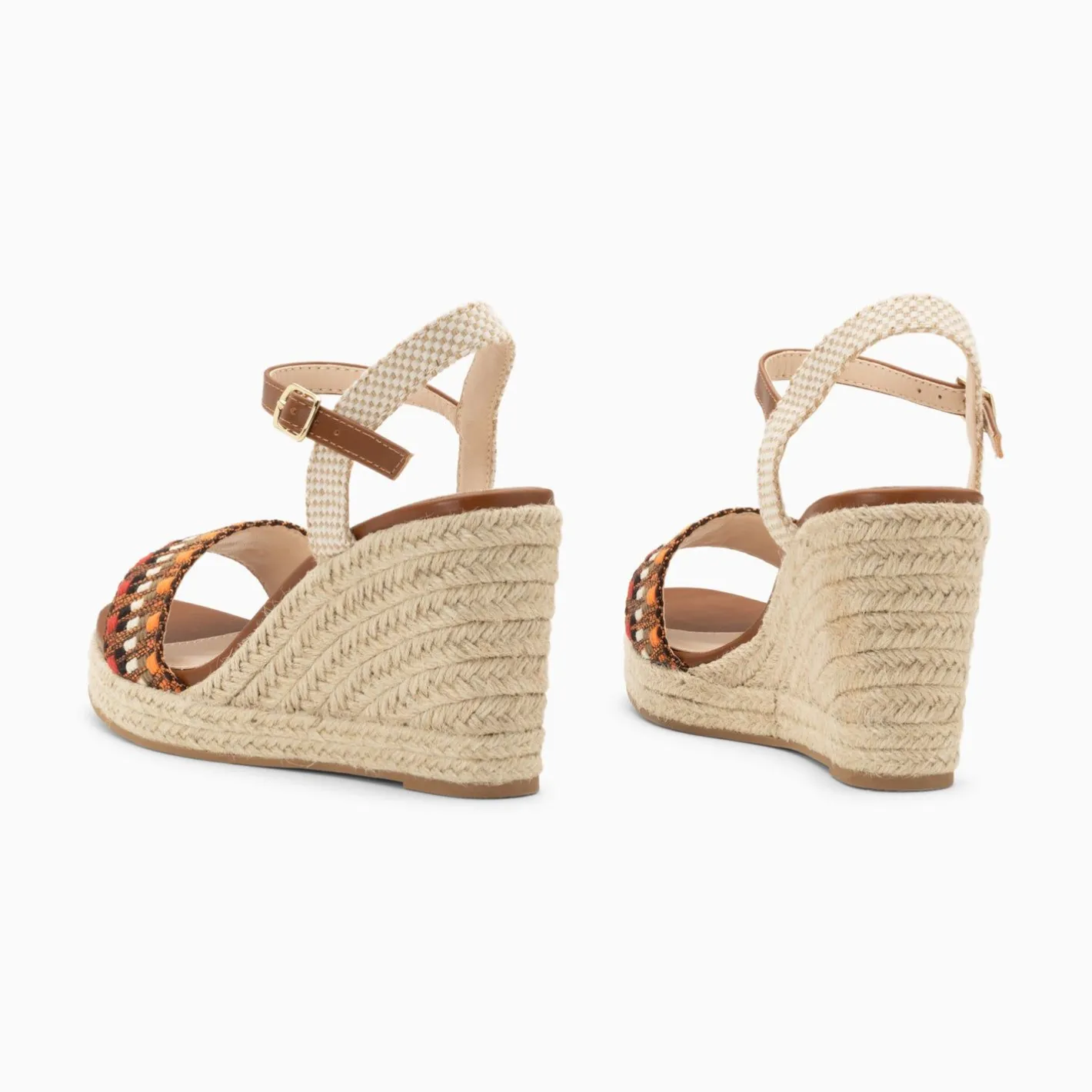 Vanessa Wu Sandales Compensees Honorine Camel En Tissu Jacquard Online