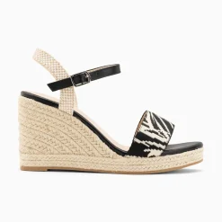 Vanessa Wu Sandales Compensees Honorine Noires En Tissu Jacquard Sale