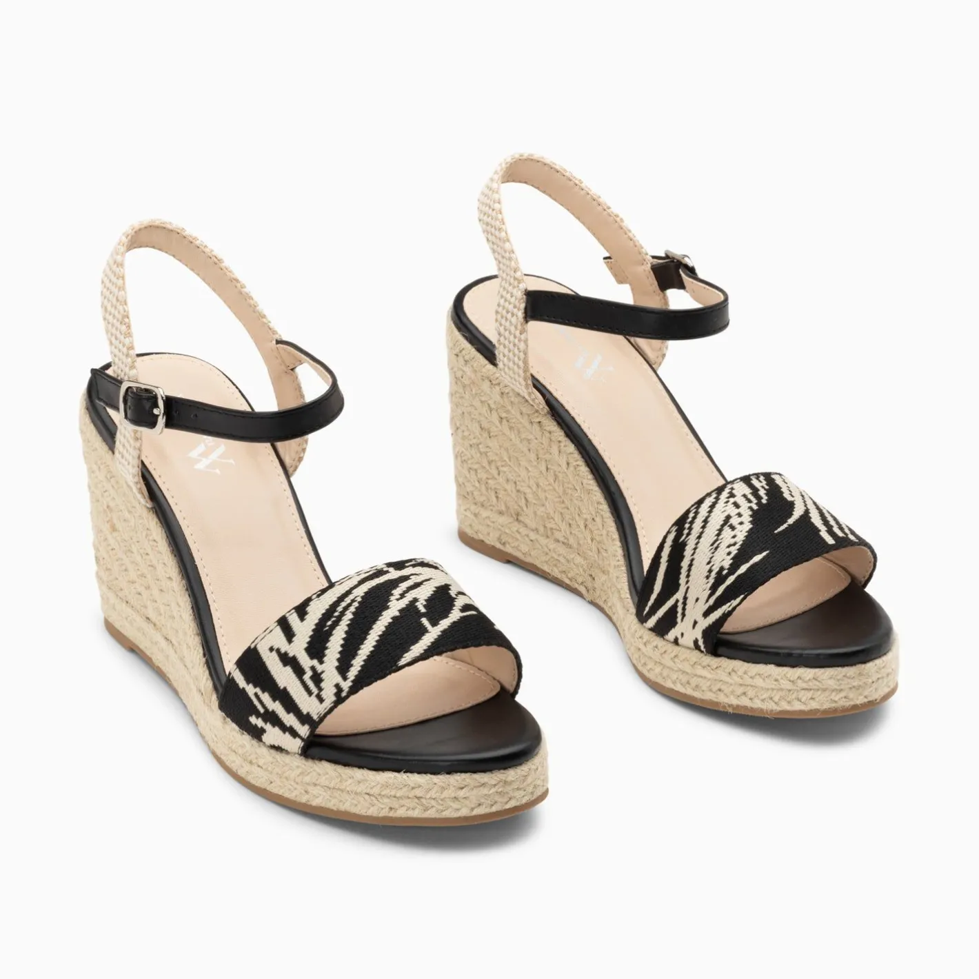Vanessa Wu Sandales Compensees Honorine Noires En Tissu Jacquard Sale