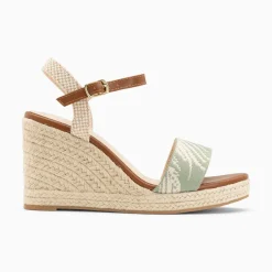 Vanessa Wu Sandales Compensees Honorine Vert En Tissu Jacquard Outlet