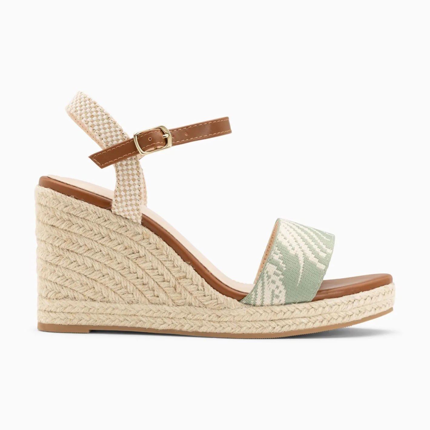Vanessa Wu Sandales Compensees Honorine Vert En Tissu Jacquard Outlet