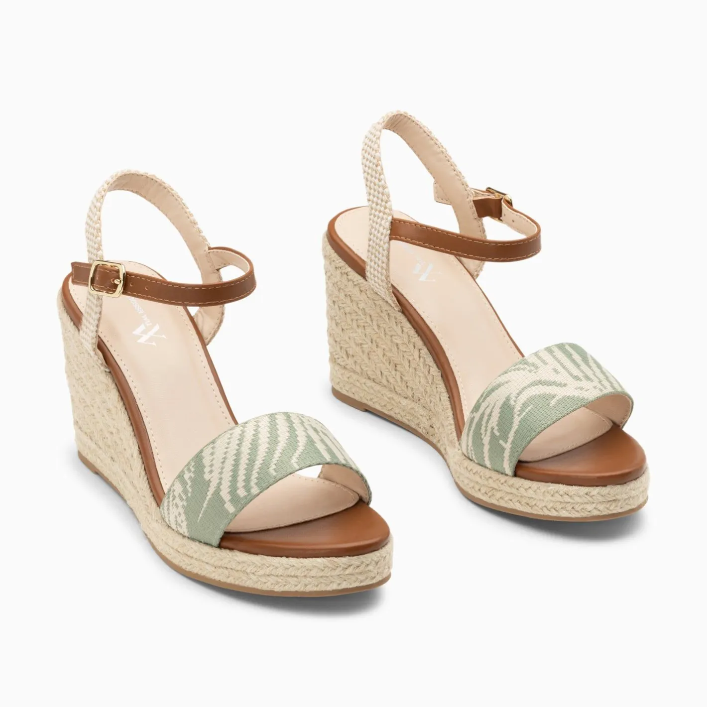 Vanessa Wu Sandales Compensees Honorine Vert En Tissu Jacquard Outlet