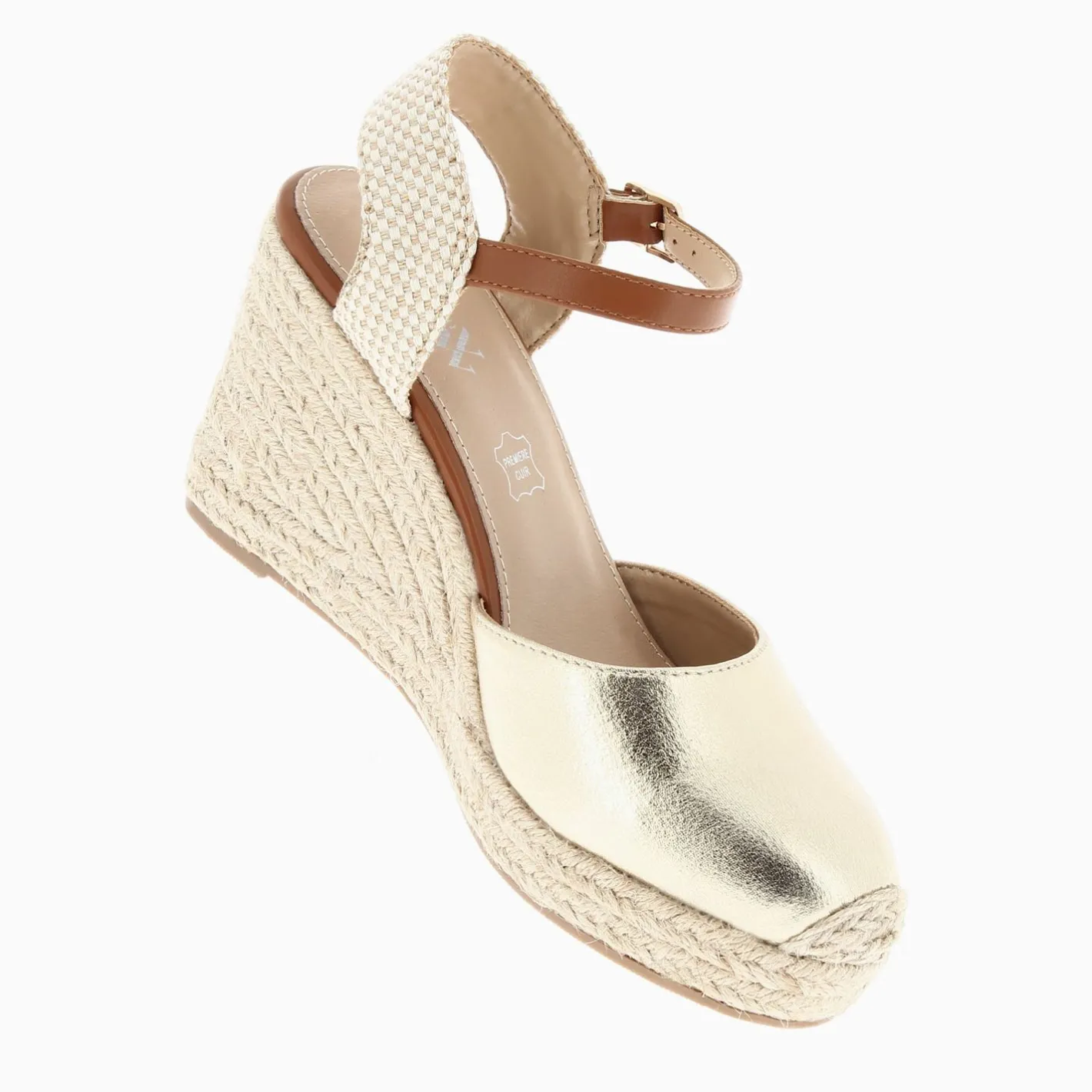 Vanessa Wu Sandales Compensees Lilou Or Texture Online