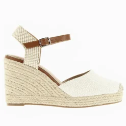 Vanessa Wu Sandales Compensees Lilou Beige Clair Effet Tisse Hot