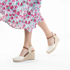 Vanessa Wu Sandales Compensees Lilou Beige Clair Effet Tisse Hot