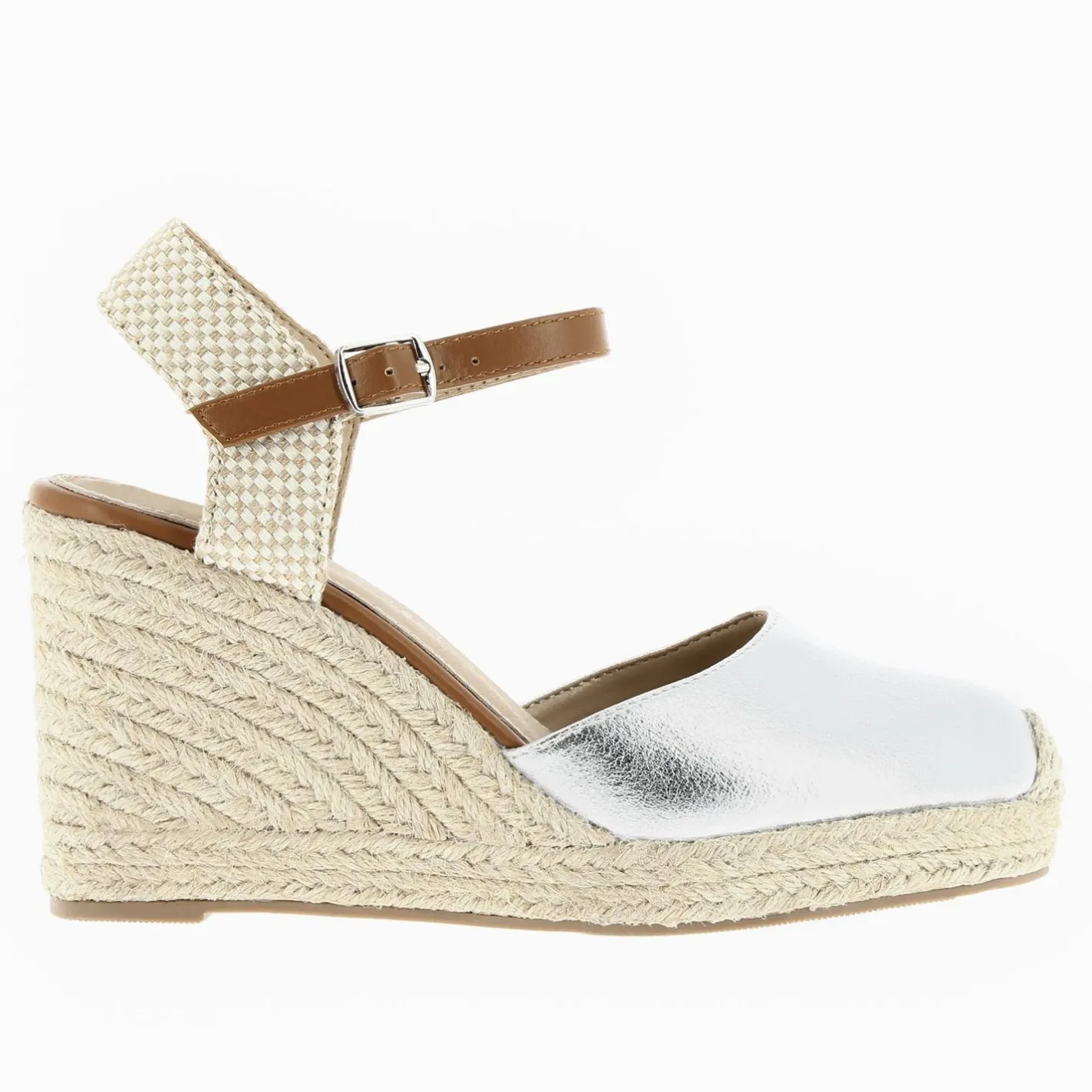 Vanessa Wu Sandales Compensees Lilou Argent Texture Clearance
