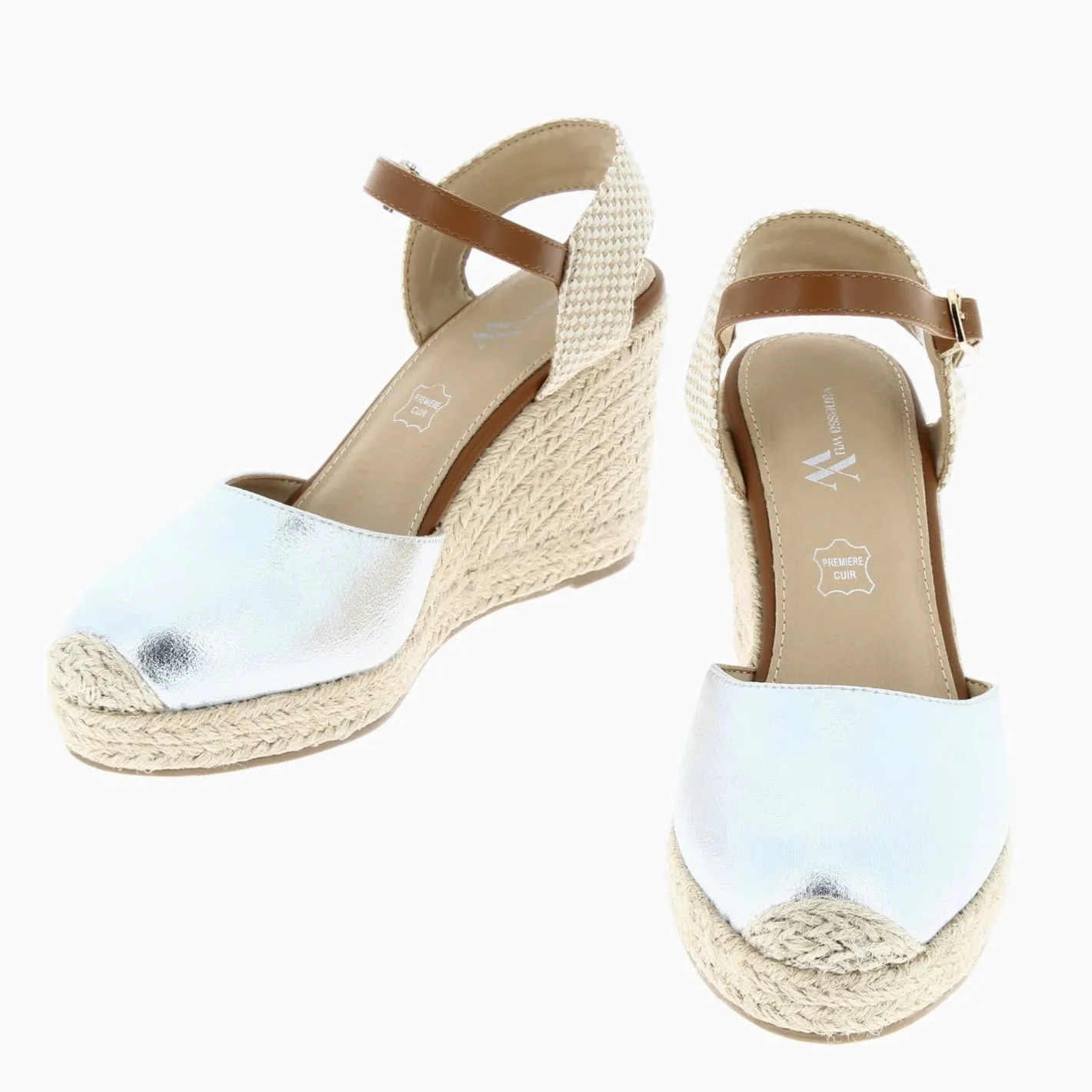 Vanessa Wu Sandales Compensees Lilou Argent Texture Clearance