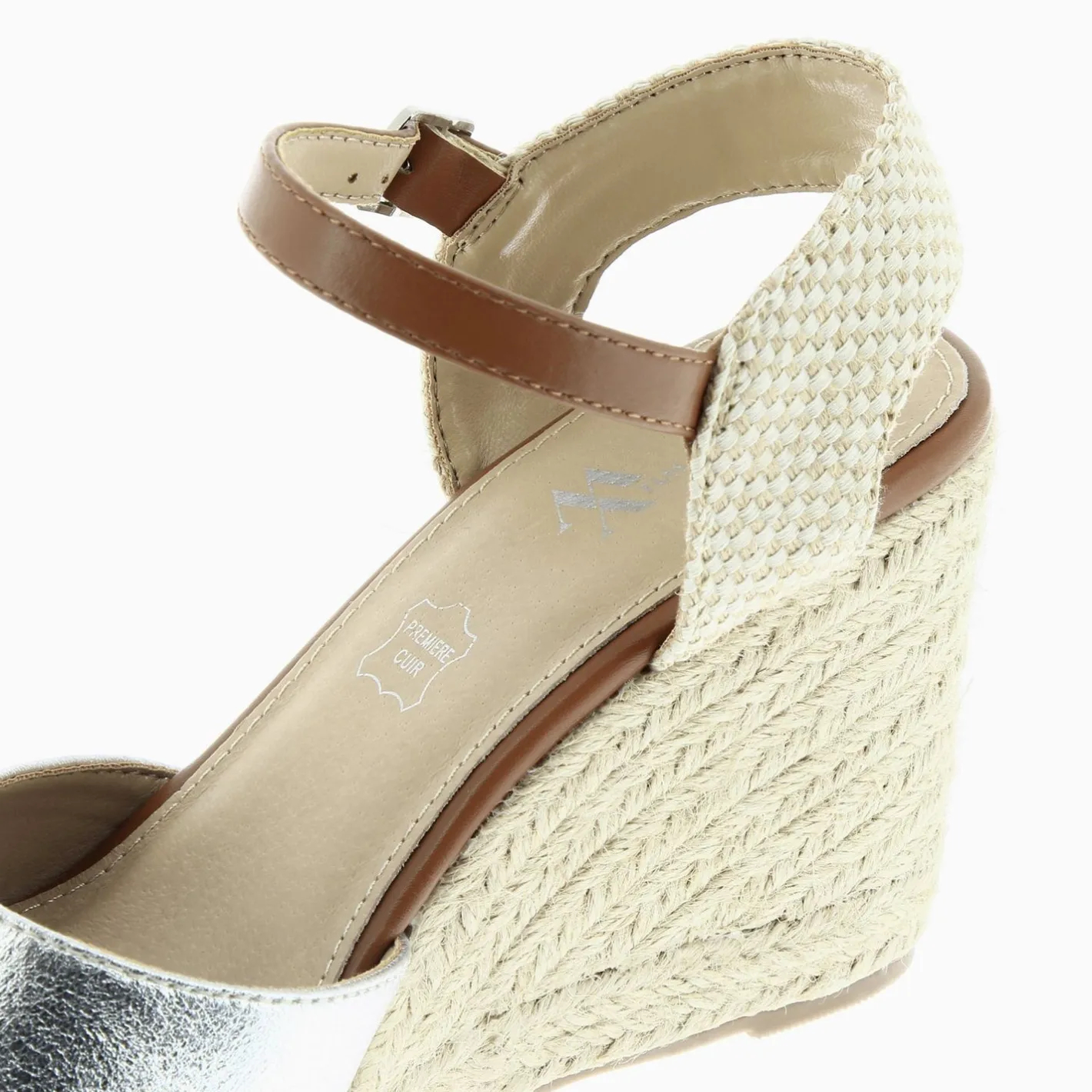 Vanessa Wu Sandales Compensees Lilou Argent Texture Clearance