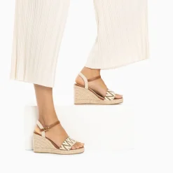 Vanessa Wu Sandales Compensees Malvina Kaki En Tissu Jacquard Clearance