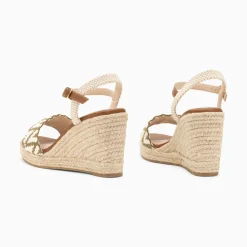Vanessa Wu Sandales Compensees Malvina Kaki En Tissu Jacquard Clearance