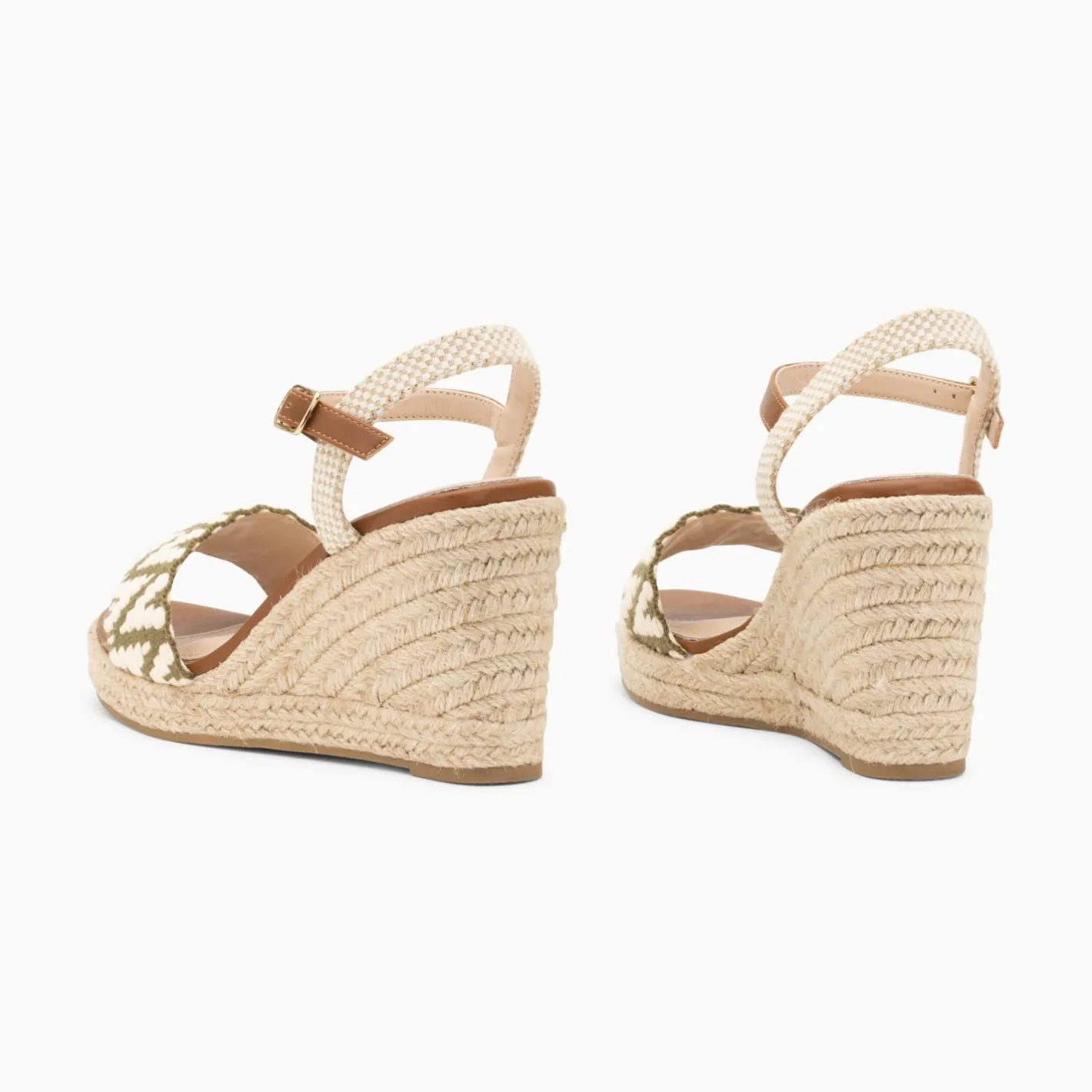 Vanessa Wu Sandales Compensees Malvina Kaki En Tissu Jacquard Clearance