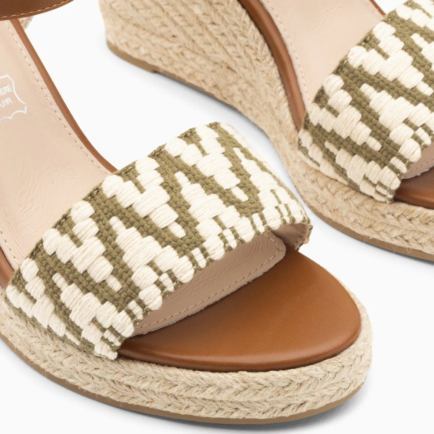 Vanessa Wu Sandales Compensees Malvina Kaki En Tissu Jacquard Clearance