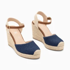 Vanessa Wu Sandales Compensees Mariana En Toile Denim Clearance