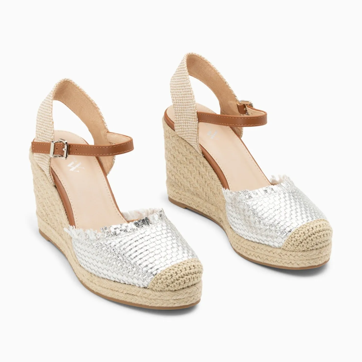 Vanessa Wu Sandales Compensees Nadine A Tressage Argent Outlet