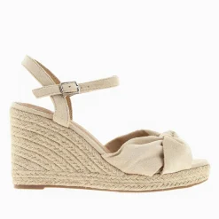 Vanessa Wu Sandales Compensees Nouees Zoella Beige Clair