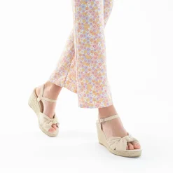 Vanessa Wu Sandales Compensees Nouees Zoella Beige Clair