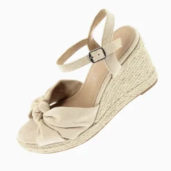 Vanessa Wu Sandales Compensees Nouees Zoella Beige Clair