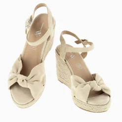 Vanessa Wu Sandales Compensees Nouees Zoella Beige Clair
