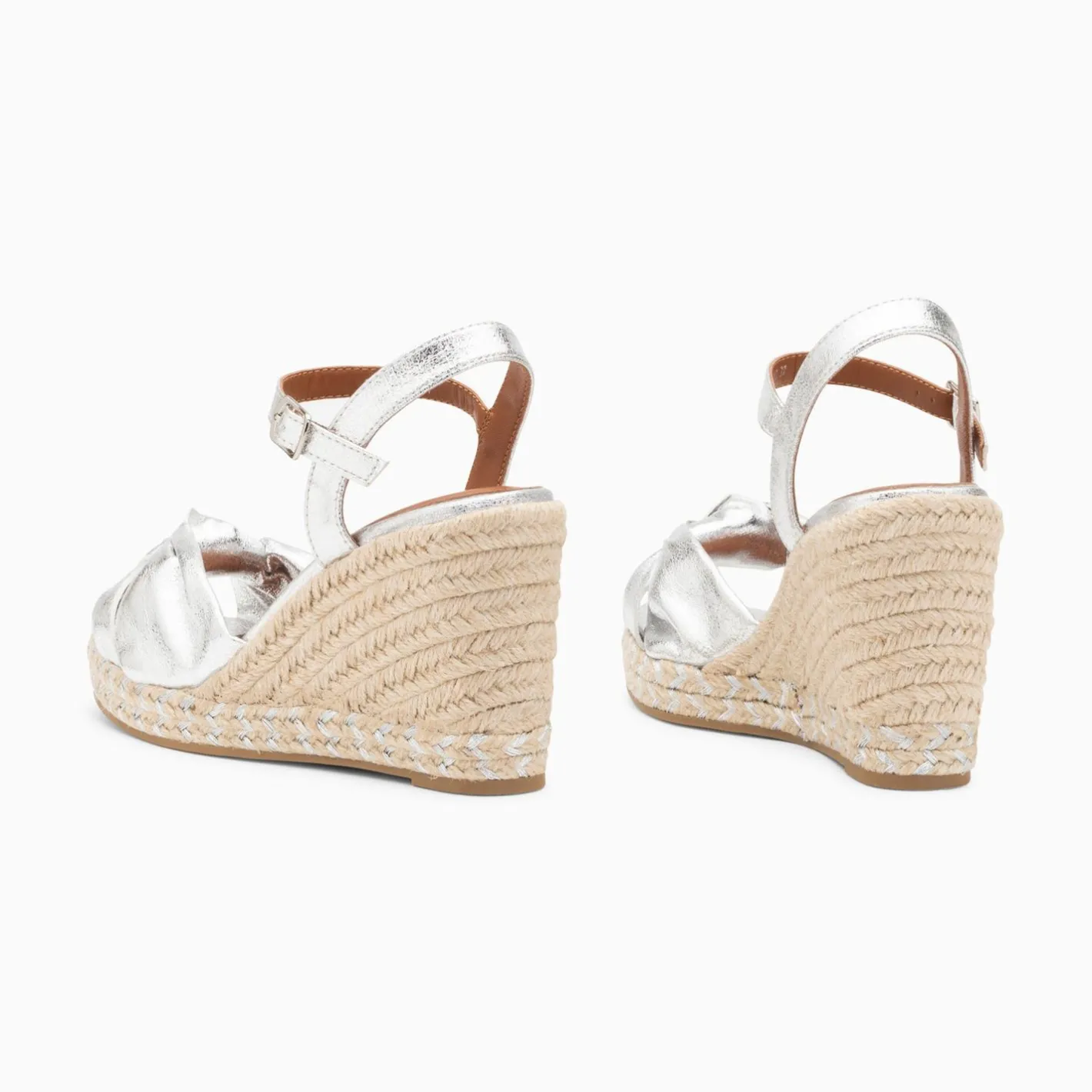 Vanessa Wu Sandales Compensees Nouees Celine Argent Discount
