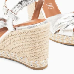 Vanessa Wu Sandales Compensees Nouees Celine Argent Discount