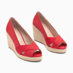 Vanessa Wu Sandales Compensees Peep-Toe Leonie Framboise Hot