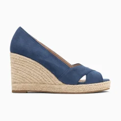 Vanessa Wu Sandales Compensees Peep-Toe Leonie Bleu Marine Hot