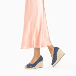 Vanessa Wu Sandales Compensees Peep-Toe Leonie Bleu Marine Hot