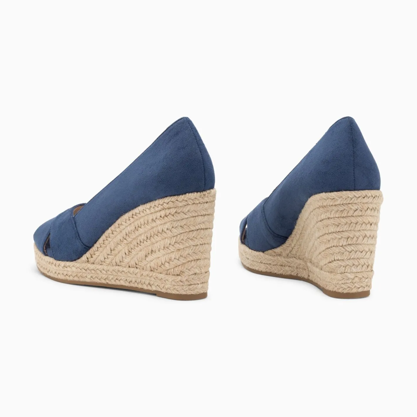 Vanessa Wu Sandales Compensees Peep-Toe Leonie Bleu Marine Hot