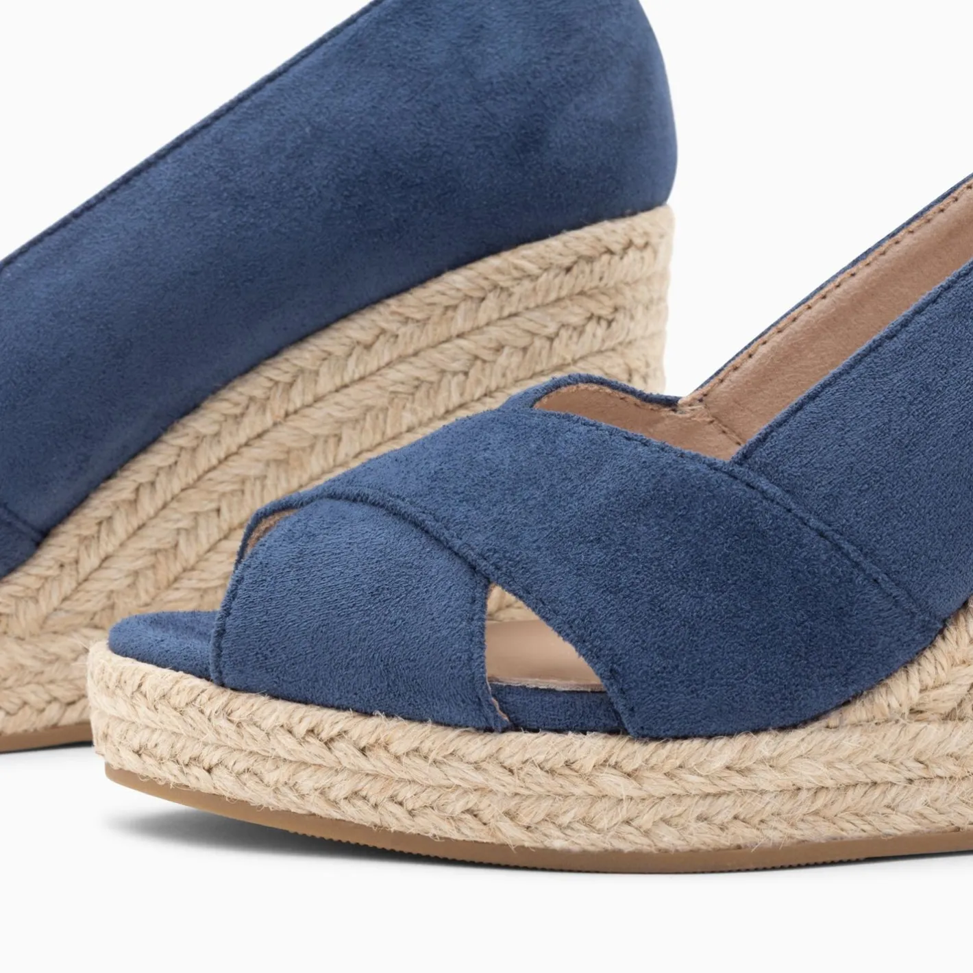 Vanessa Wu Sandales Compensees Peep-Toe Leonie Bleu Marine Hot