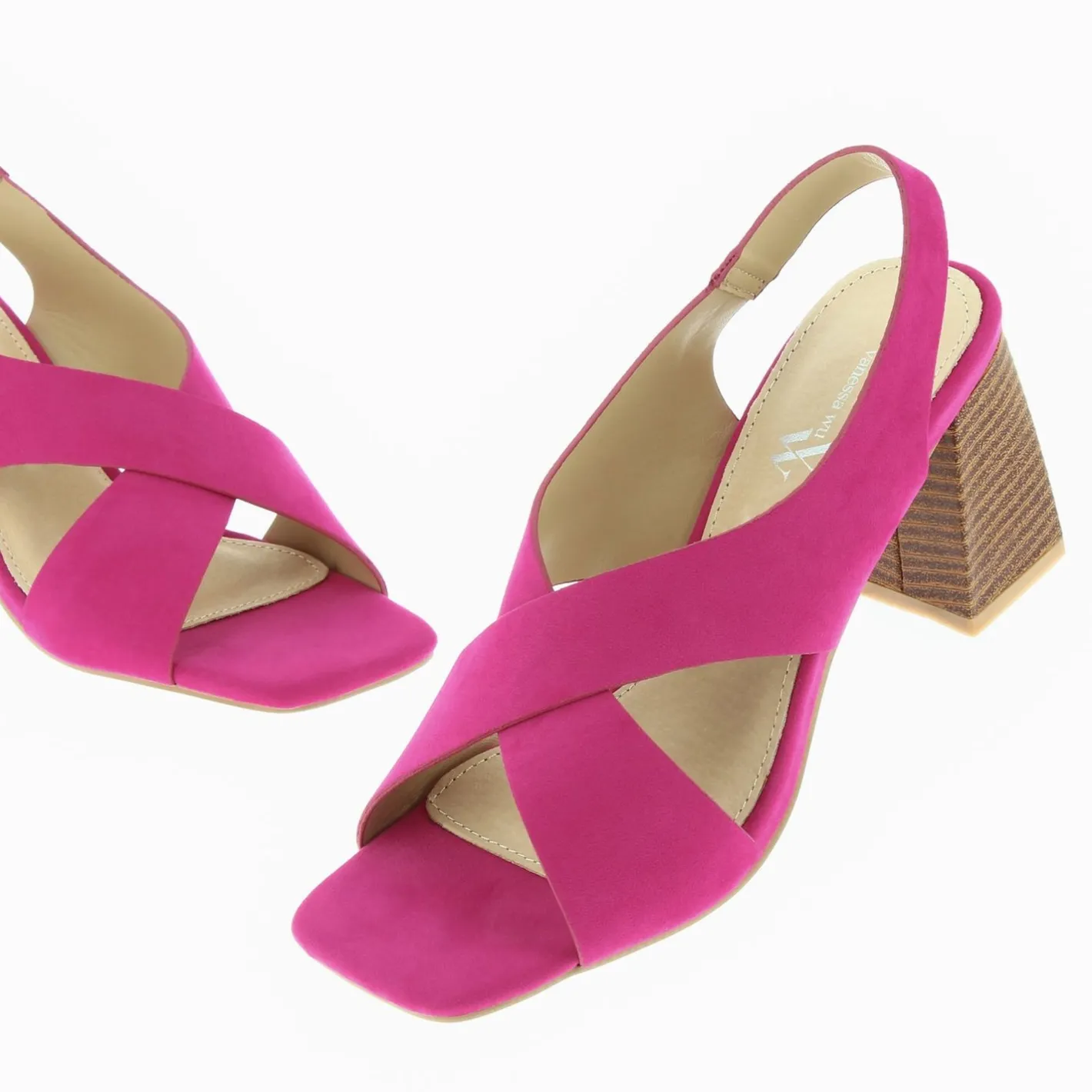 Vanessa Wu Sandales Dakota Fuchsia A Brides Croisees Et Talon Haut Sale