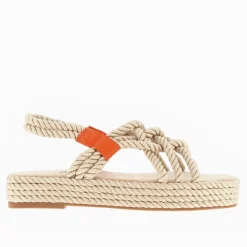 Vanessa Wu Sandales En Corde Anya Beige A Plateforme Hot