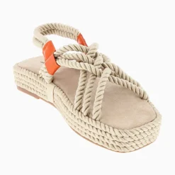 Vanessa Wu Sandales En Corde Anya Beige A Plateforme Hot