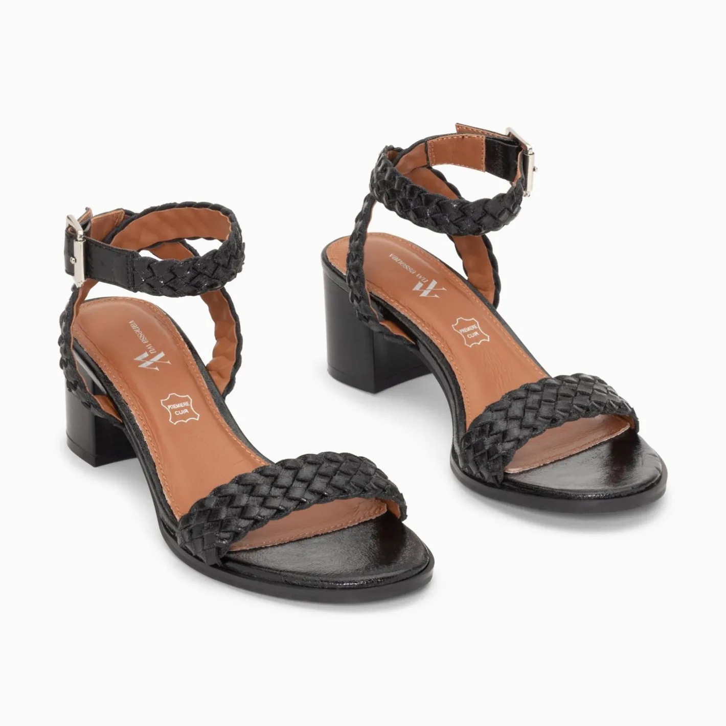 Vanessa Wu Sandales Eugenie Noires A Brides Tressees Best
