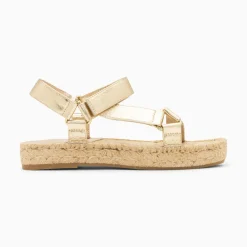 Vanessa Wu Sandales Harlyne Or A Scratchs Et Semelle Espadrille Outlet