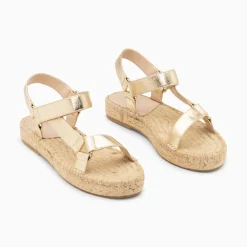 Vanessa Wu Sandales Harlyne Or A Scratchs Et Semelle Espadrille Outlet