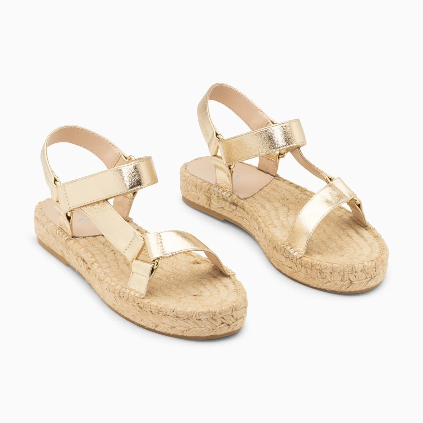 Vanessa Wu Sandales Harlyne Or A Scratchs Et Semelle Espadrille Outlet
