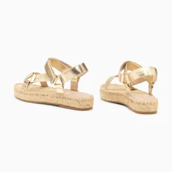 Vanessa Wu Sandales Harlyne Or A Scratchs Et Semelle Espadrille Outlet
