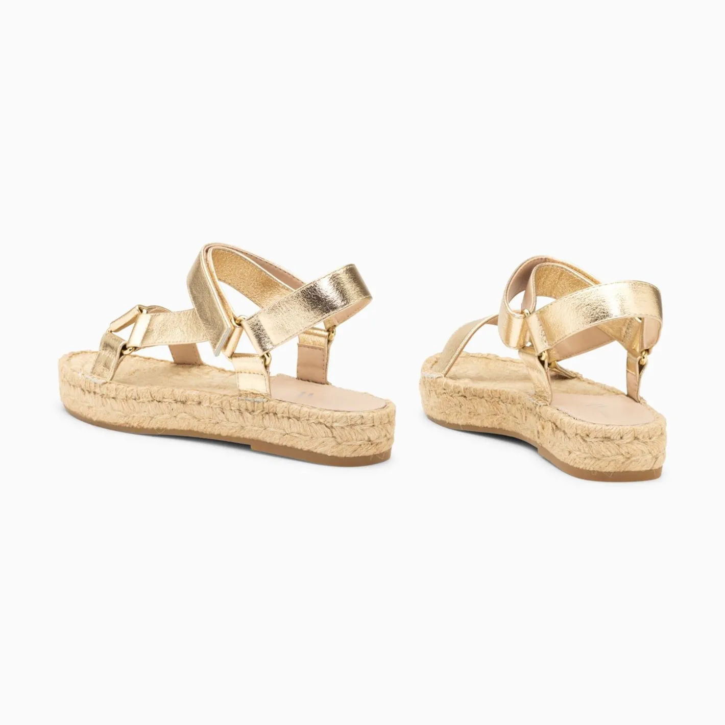 Vanessa Wu Sandales Harlyne Or A Scratchs Et Semelle Espadrille Outlet