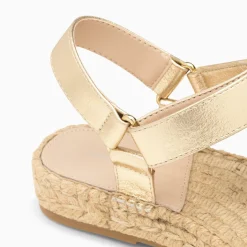 Vanessa Wu Sandales Harlyne Or A Scratchs Et Semelle Espadrille Outlet