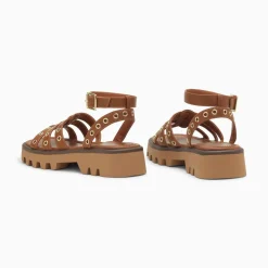 Vanessa Wu Sandales Inaya Camel A Oeillets Et Plateforme Crantee Hot