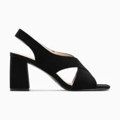 Vanessa Wu Sandales Lauren Noires A Brides Croisees Et Talon Haut New