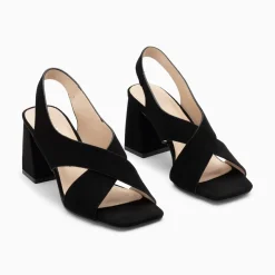 Vanessa Wu Sandales Lauren Noires A Brides Croisees Et Talon Haut New