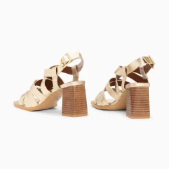 Vanessa Wu Sandales Loriane Or A Multibrides Croisees Et Talon Haut Discount