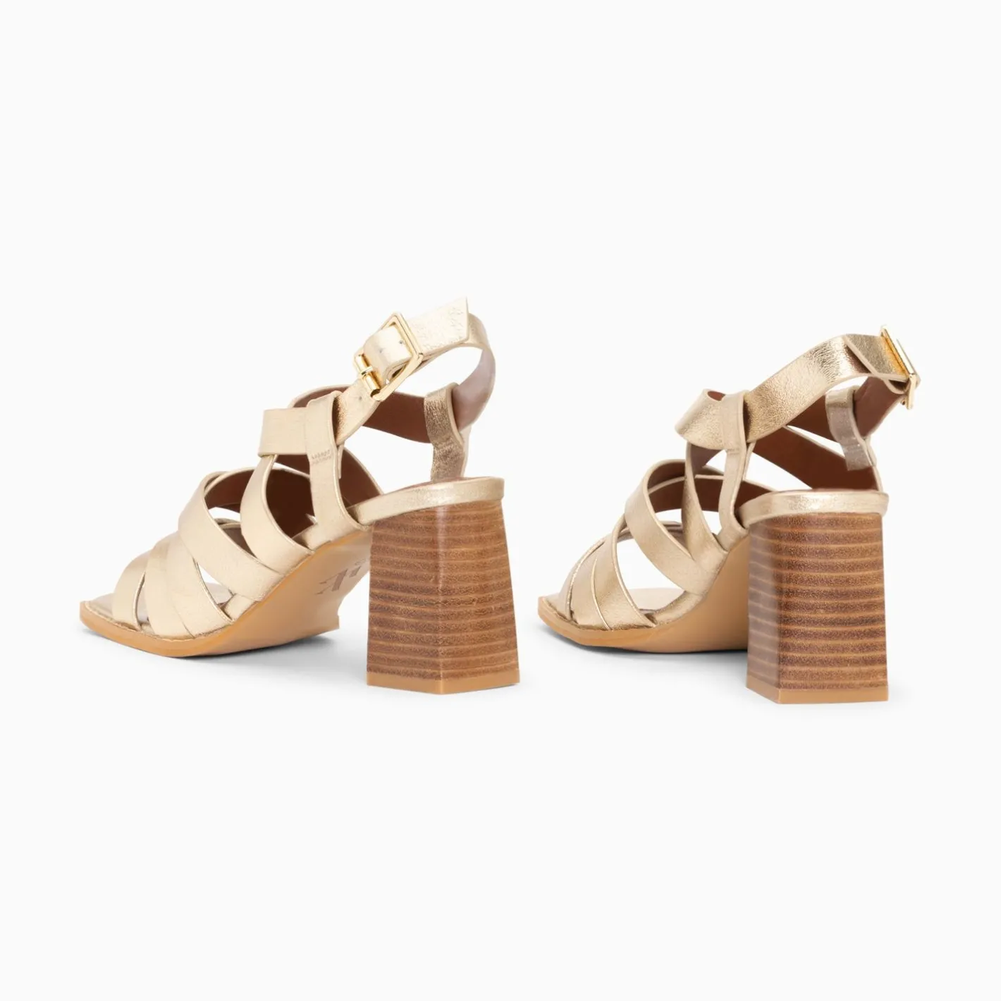 Vanessa Wu Sandales Loriane Or A Multibrides Croisees Et Talon Haut Discount