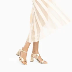Vanessa Wu Sandales Louane Or A Brides Asymetriques Et Talon Haut Best
