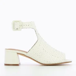 Vanessa Wu Sandales Manuella Blanches Tressees Peep-Toe Sale