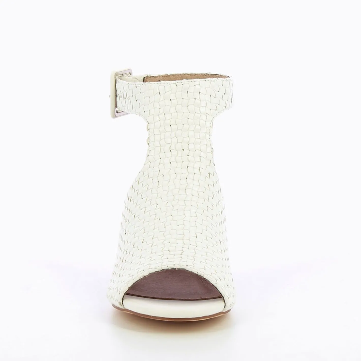 Vanessa Wu Sandales Manuella Blanches Tressees Peep-Toe Sale
