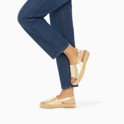 Vanessa Wu Sandales Marjolaine Or A Semelle Espadrille Sale